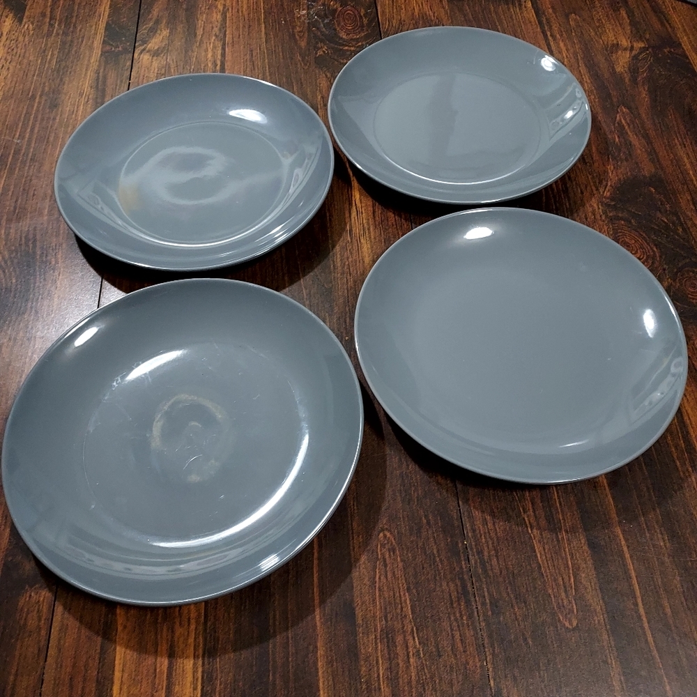 Royal Norfolk 10.5" dinner plate stone Gray 4 piece No chips, pristine c…